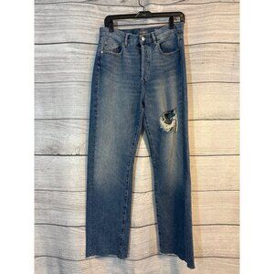 DL1961 Emilie Straight Ultra High Rise Vintage Jeans With Distressed Detail 27